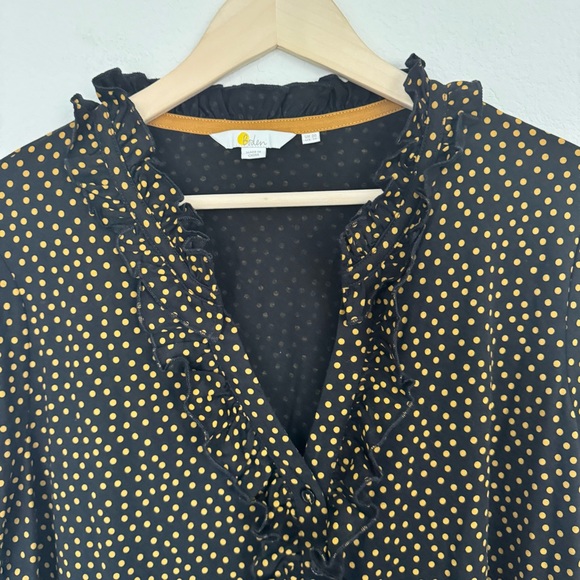 Boden Alberta Jersey Shirt Womens Button Up Polka Dot Ruffle Size 16 US - Picture 6 of 6